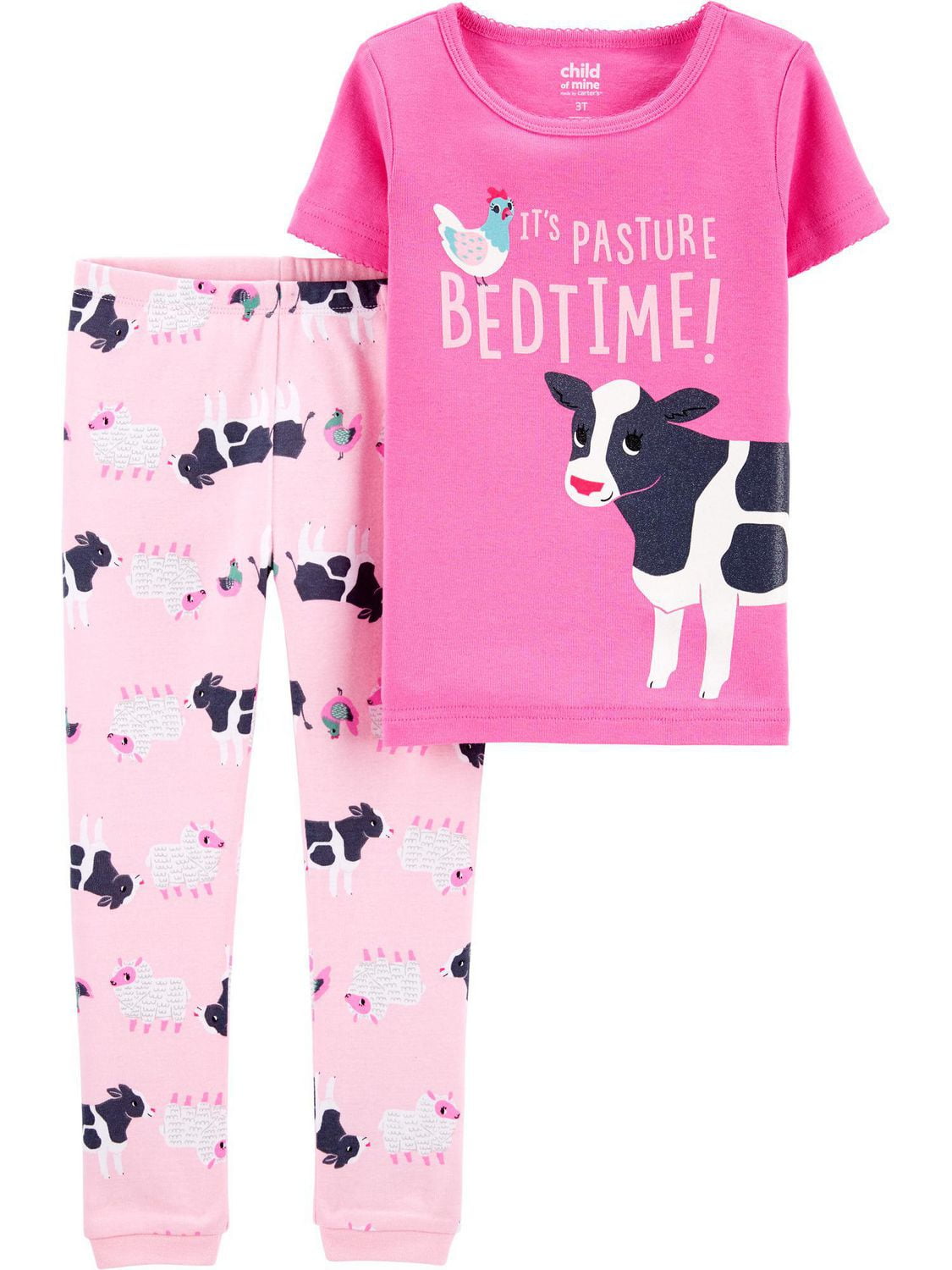 Child of Mine made by Carter's Infant Girl' Cotton 2piece Pyjama Cow