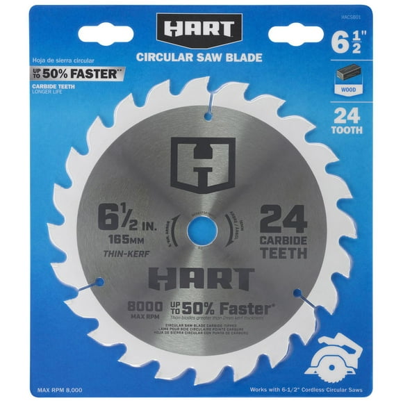 HART 6 1/2-inch 24 Tooth Circular Saw Blade, Thin kerf blade