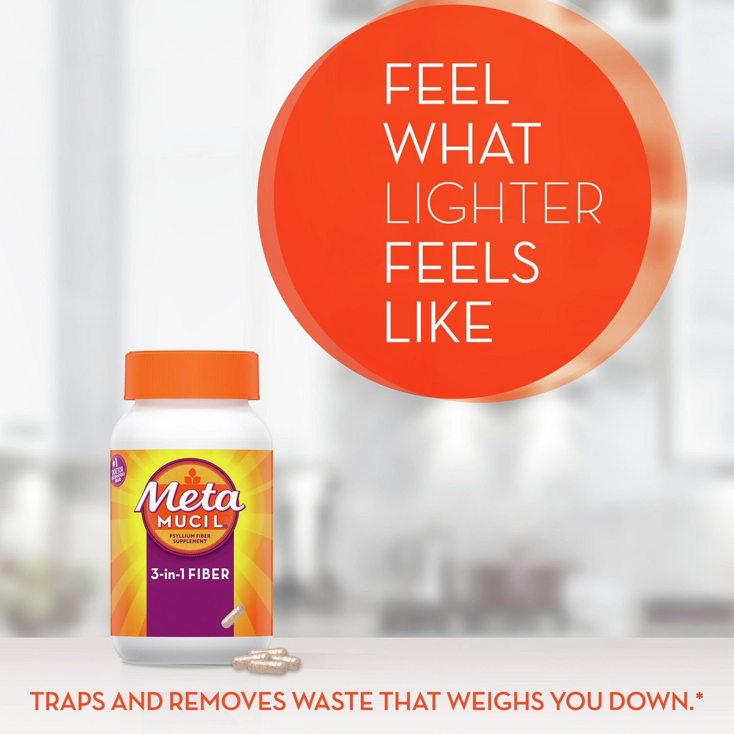 Fibres Metamucil MultiSanté 3 en 1! Supplément de fibres en capsules 100 unités