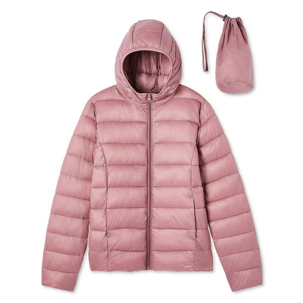 Manteau matelassé, col en velours côtelé, capuche, fermeture éclair à
