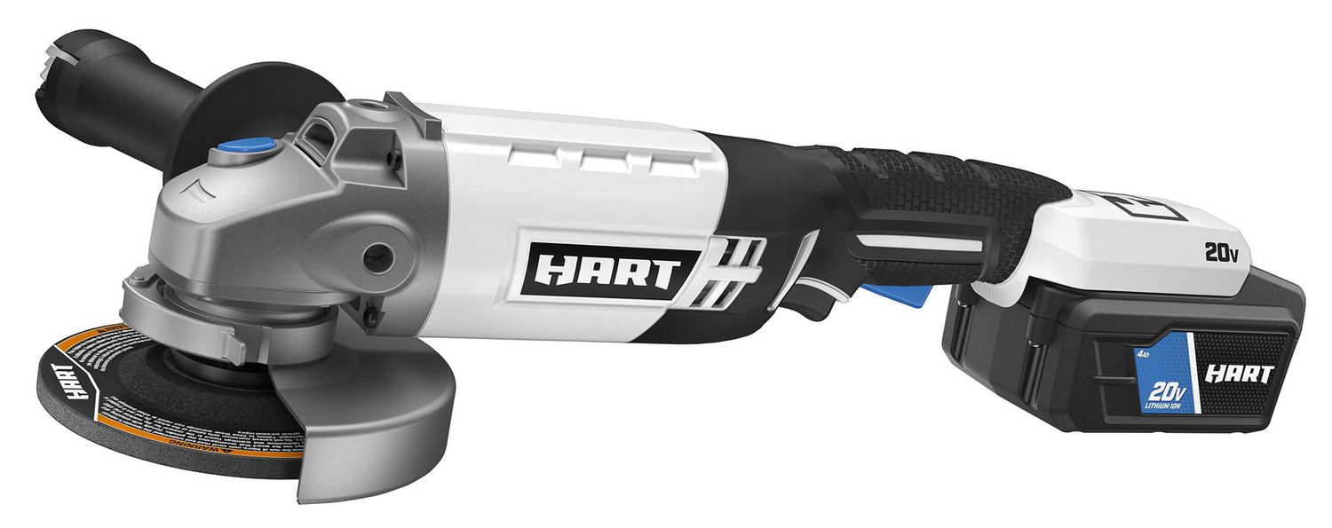HART 20-Volt Cordless 1/2-inch Angle Grinder Kit (1) 20-Volt 4.0Ah  Lithium-Ion Battery, position auxillary handle