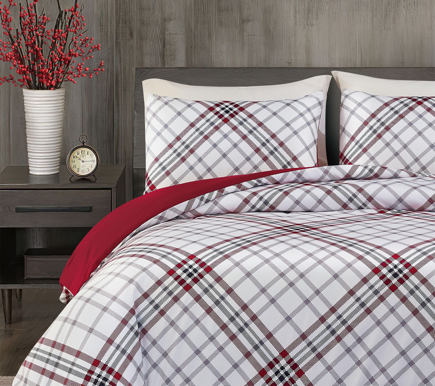 Holiday Time Noel Plaid Duvet Cover Set 