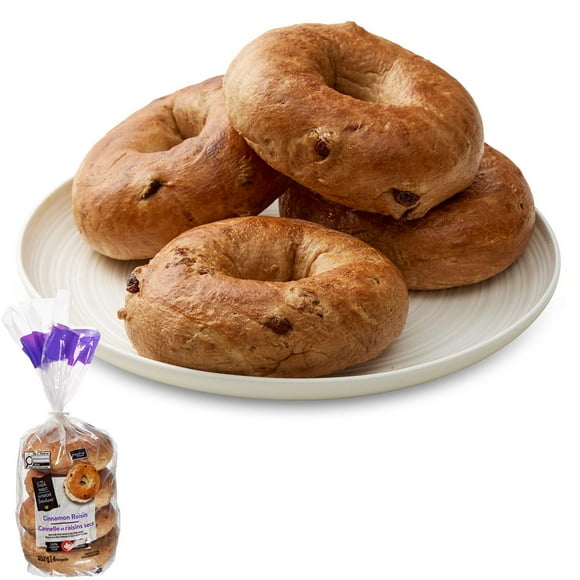 Your Fresh Market Cinnamon Raisin Bagels, 4 pieces, 452 g total