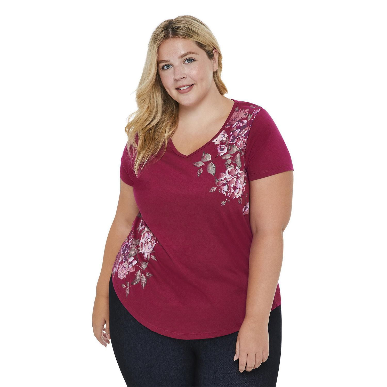 Plus Women's Short Sleeve VNeckline Tee Walmart Canada