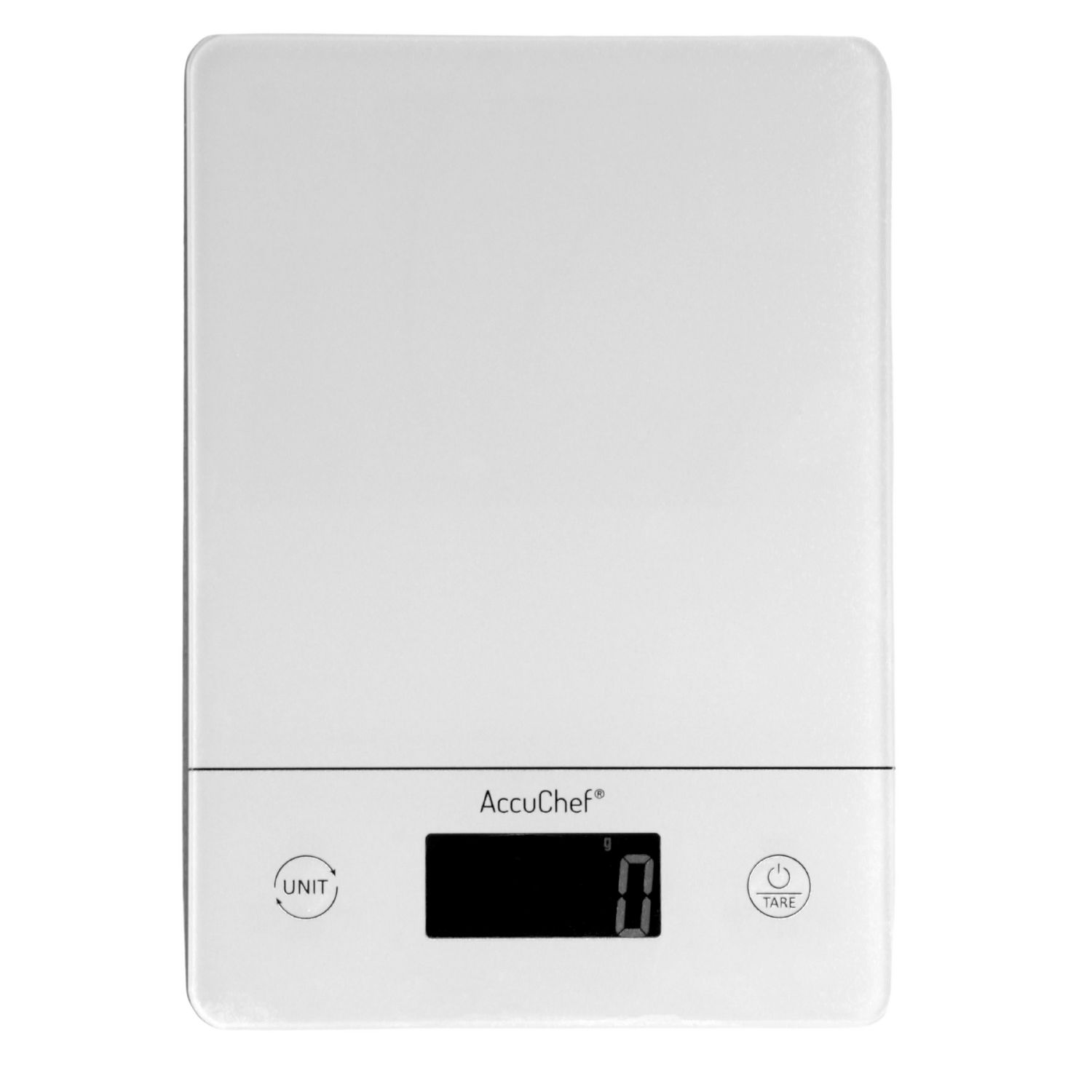 AccuChef Digital Kitchen Scale with Tempered Glass Platform, White, Model  2315, 11lb (5kg) Capacity 