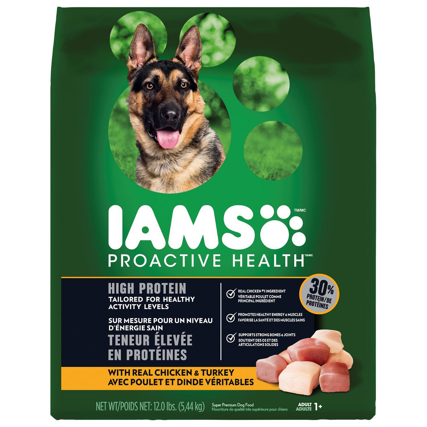 IAMS PROACTIVE HEALTH Adult Dry Dog Food, High Protein Recipe with Real