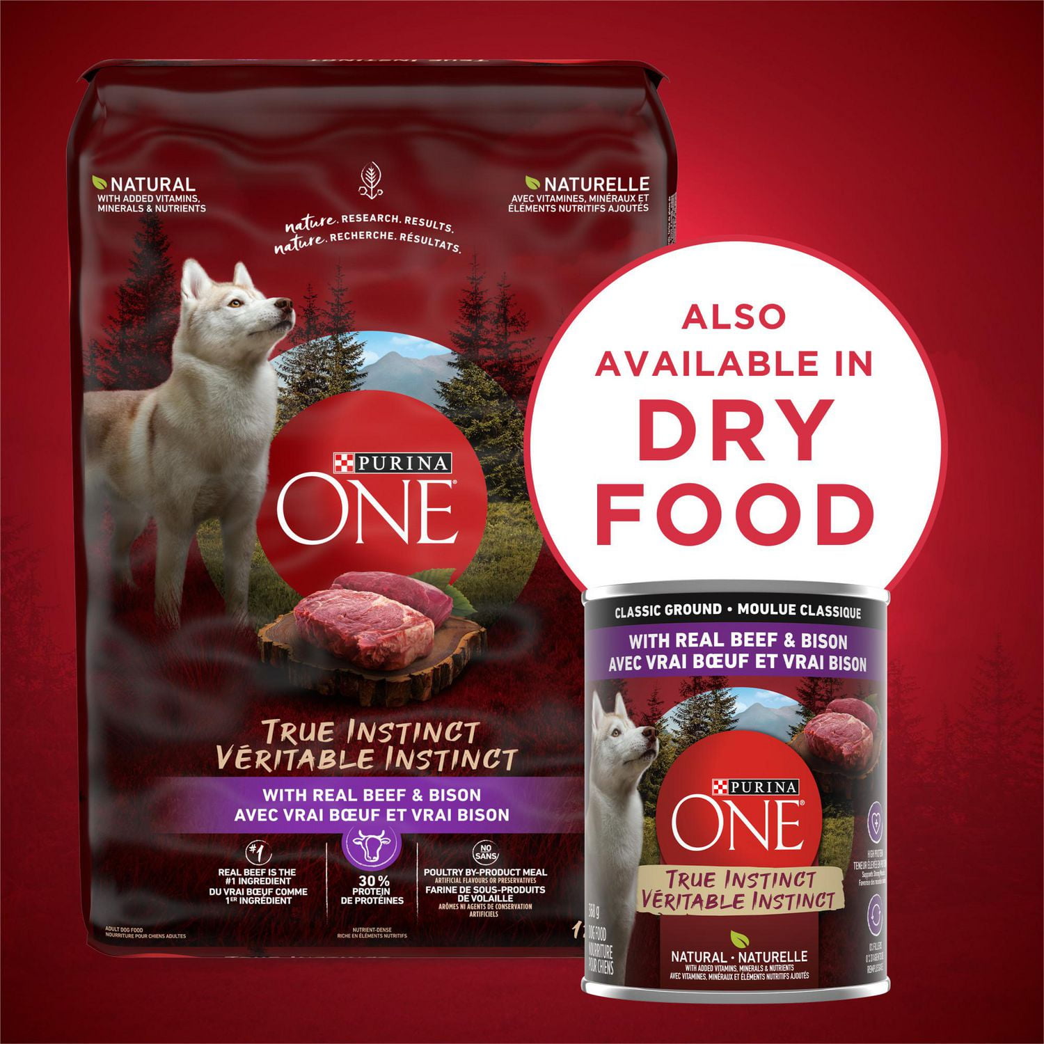 Purina ONE True Instinct Tender Cuts In Gravy With Real Beef and Bison, Wet Dog Food 368g, 368g