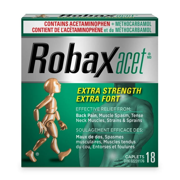 Robaxacet Extra Strength (18 Count), Pain Reliever (Acetaminophen), Muscle Relaxant (Methocarbamol)