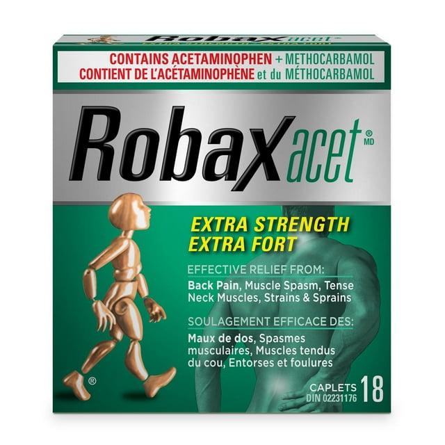 Robaxacet Extra Strength (18 Count), Pain Reliever (Acetaminophen), Muscle Relaxant (Methocarbamol)