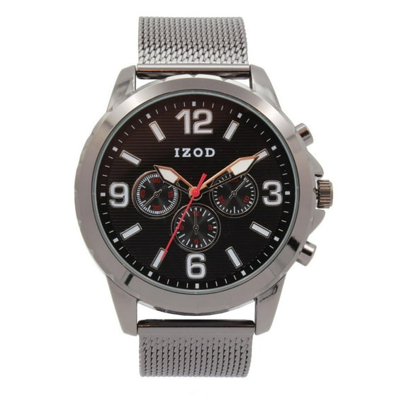 Izod Easy Read Analog Gun Metal Mesh Bracelet Watch