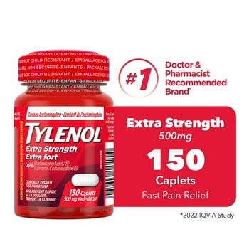 Tylenol Extra Strength Pain Relief Acetaminophen 500 mg Caplets, 150 Count