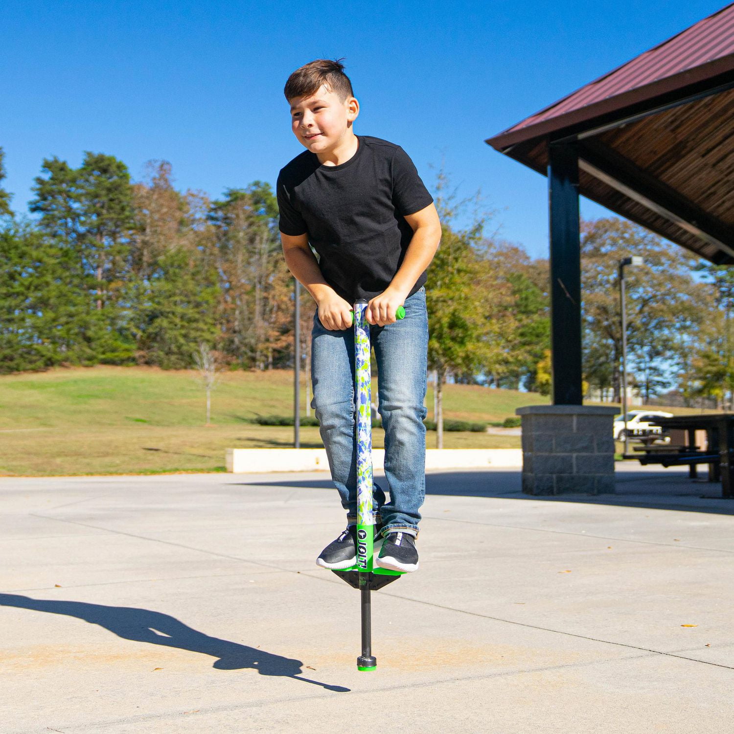 Flybar Jolt Pogo Stick, Tie Dye: For kids ages 6 and Up, between