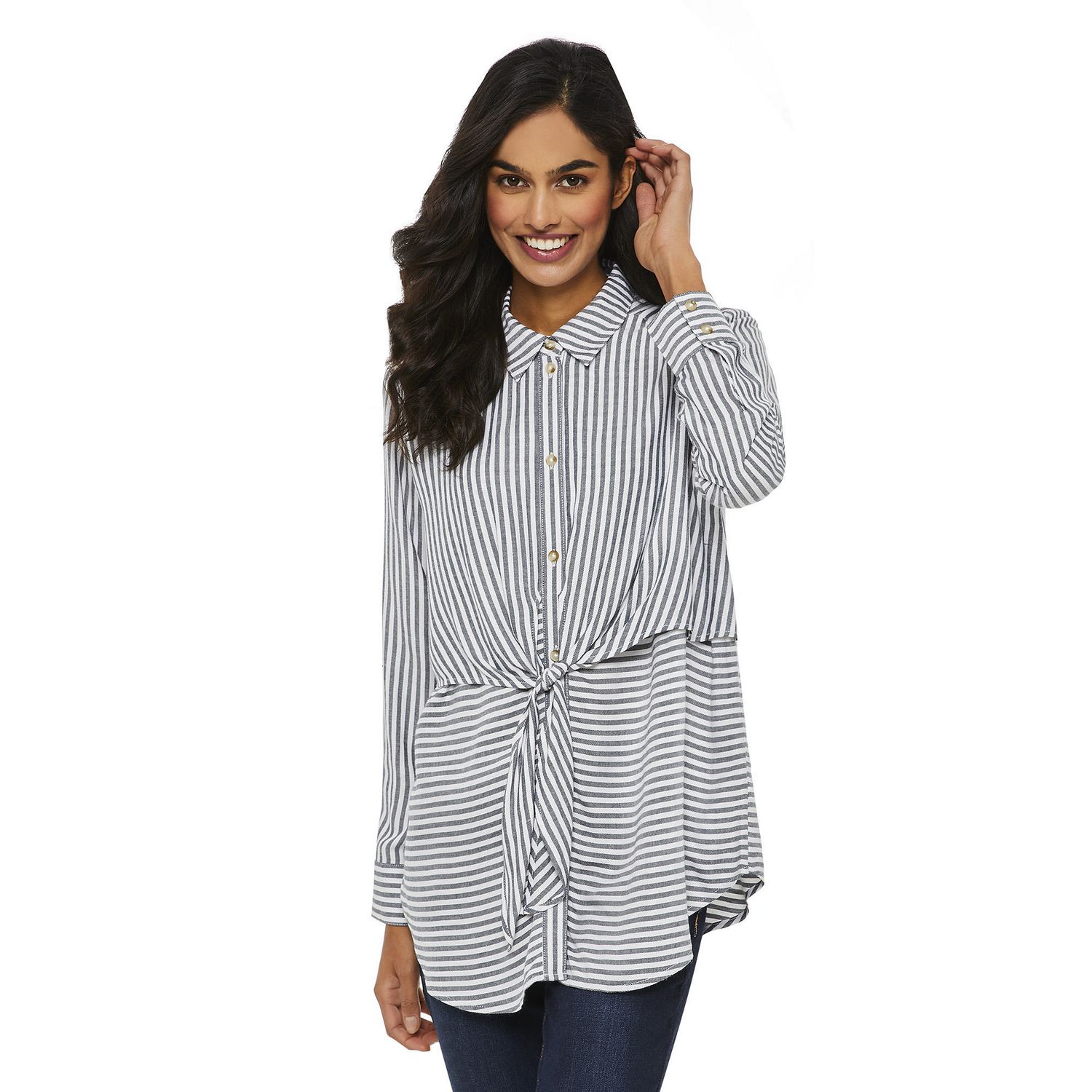 George Women's Tie Front Button Down Shirt | Walmart Canada