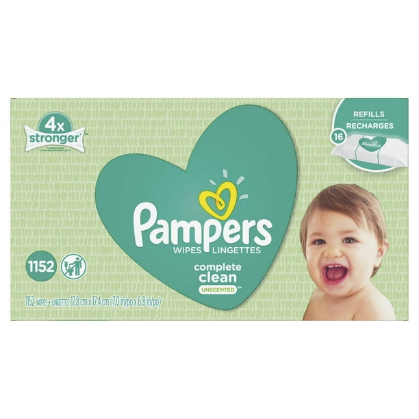 Lingettes pour bébés non parfumées Pampers Complete Clean, 16X boîtes distributrices