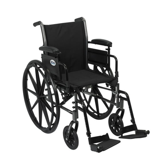 Drive Medical Black Cruiser III Light Weight Wheelchair with Flip Back Removable Arms, Adjustable Height Desk Arms, Swing away Footrests, 18"