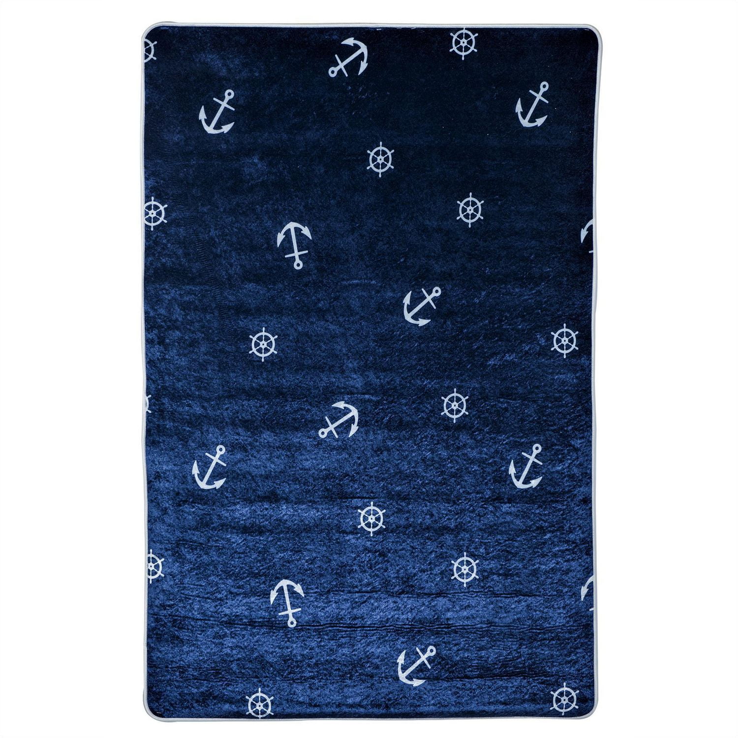 Caricia Home Nautical Anchors Away Area Rug, Classic Blue / White
