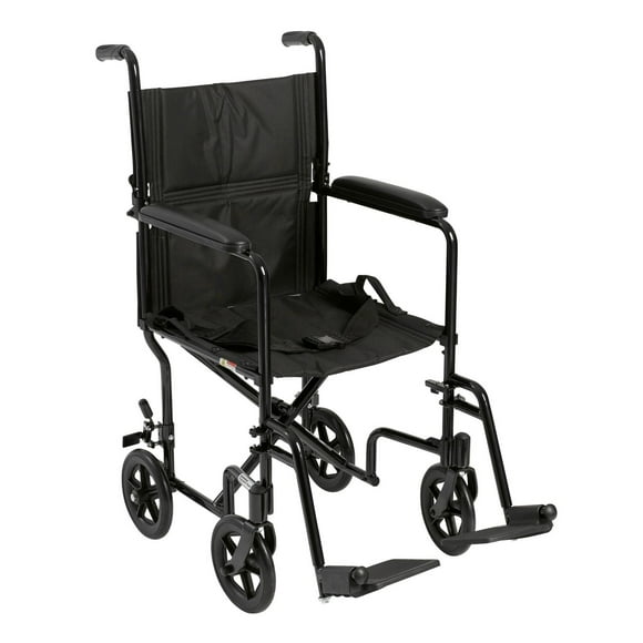 Drive Medical Black Lightweight Transport Wheelchair, 19" Seat
