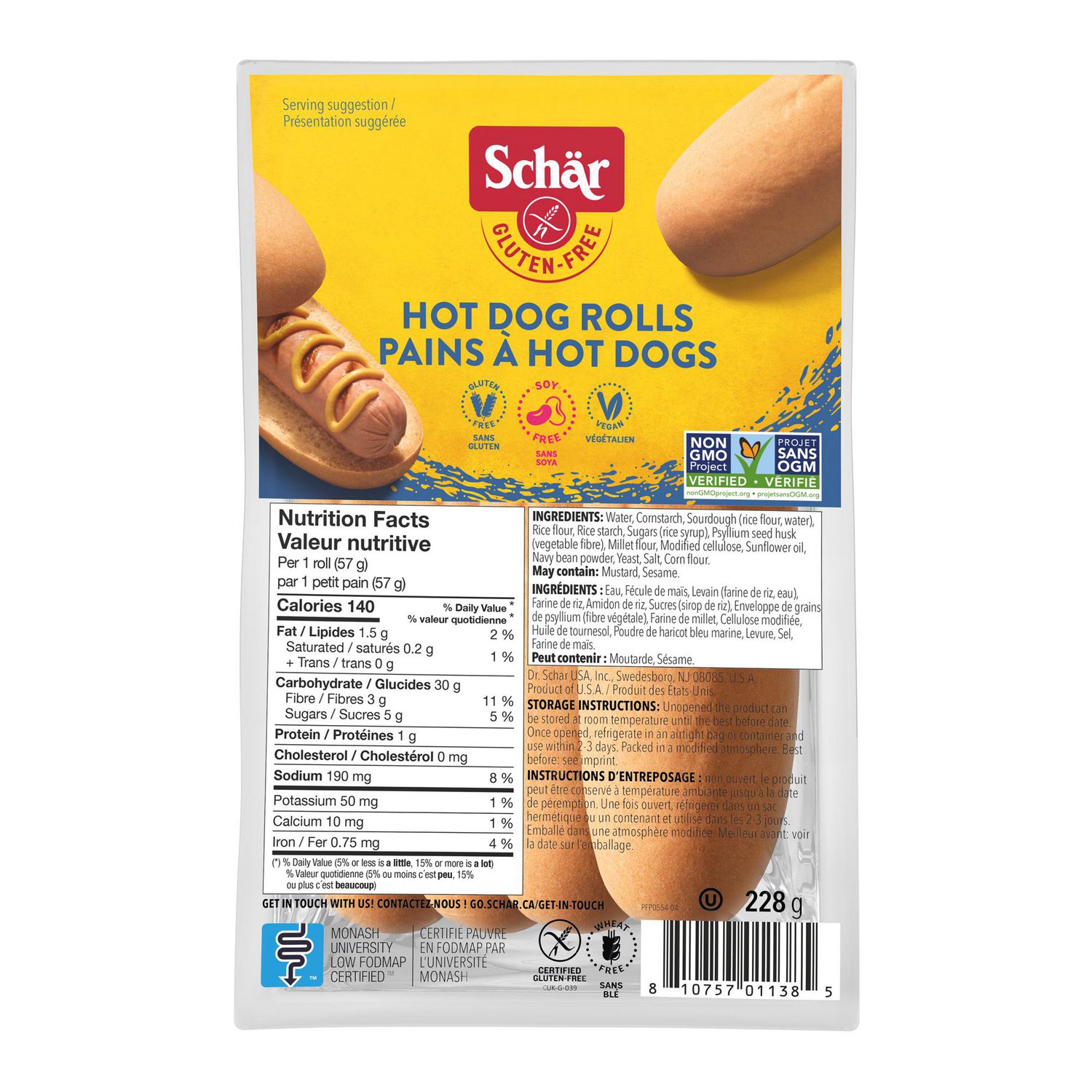 Schär Gluten-Free Hot Dog Rolls, 228 g