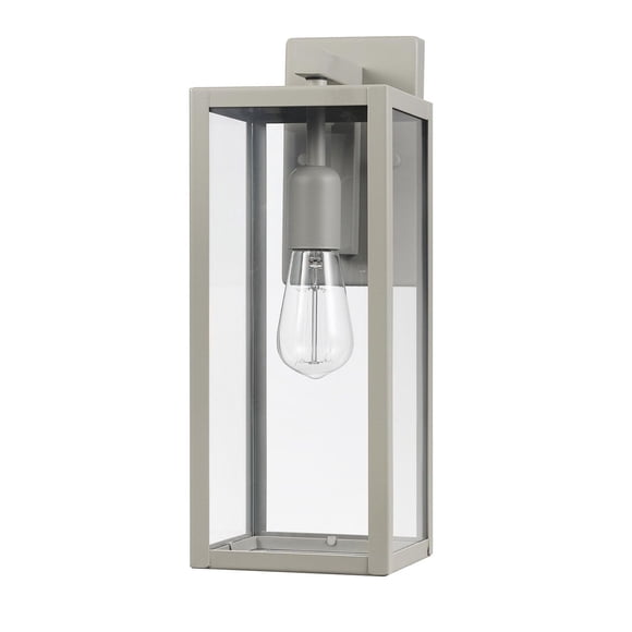 Bowery 1-Light Outdoor Indoor Wall Sconce, Matte Gray, Clear Glass Shade