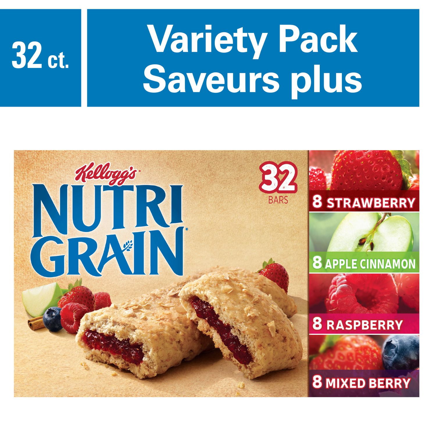 Kellogg's NutriGrain Bars, Variety Pack, 32 Count, 1180g Walmart Canada