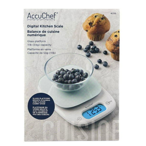 Balance de cuisine numérique AccuChef avec plateforme en verre