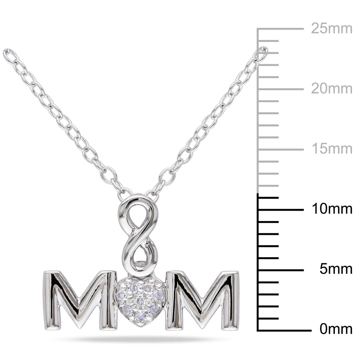 Miabella Diamond-Accent Sterling Silver "Mom" Infinity Heart Pendant; 18"