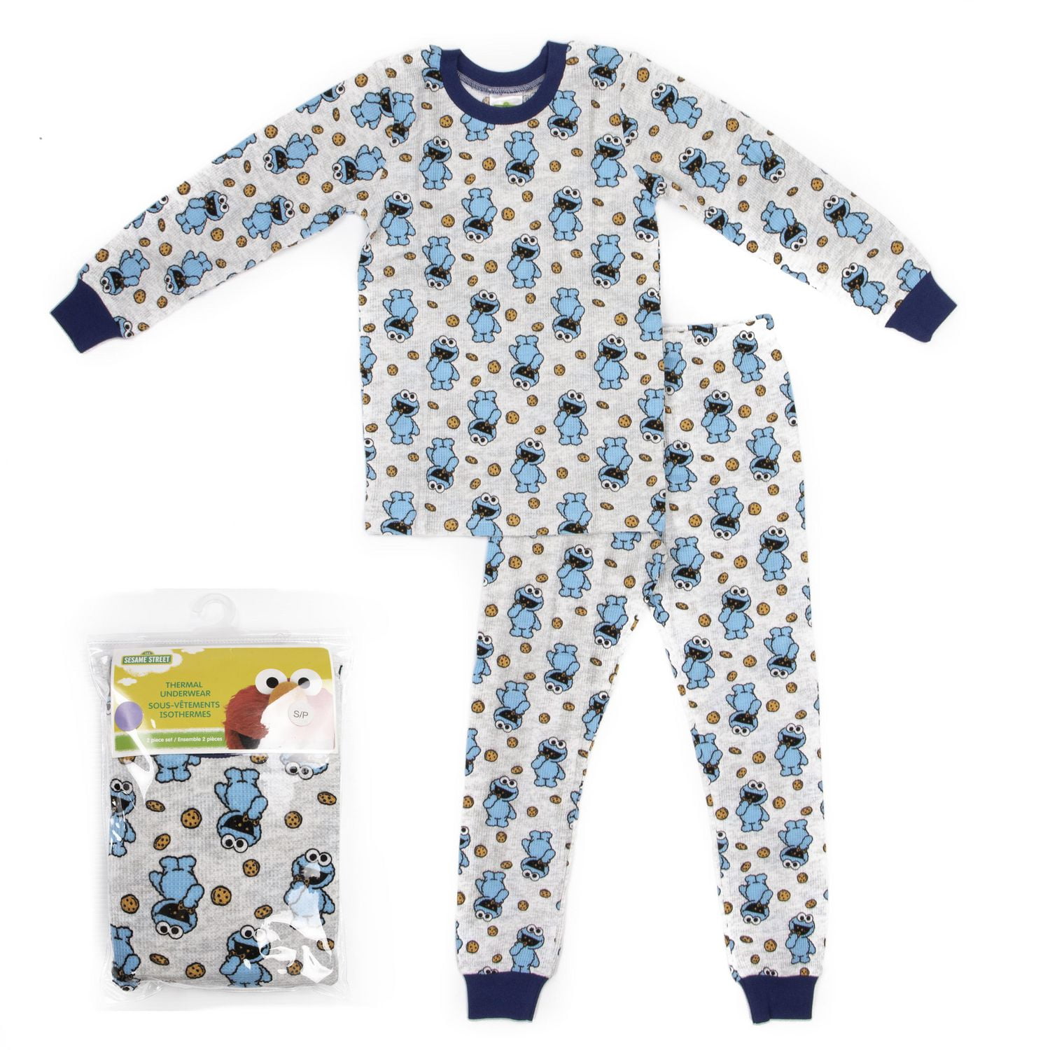 Sesame Street Boy's 2-Piece Long Sleeve Thermal Pajama Set