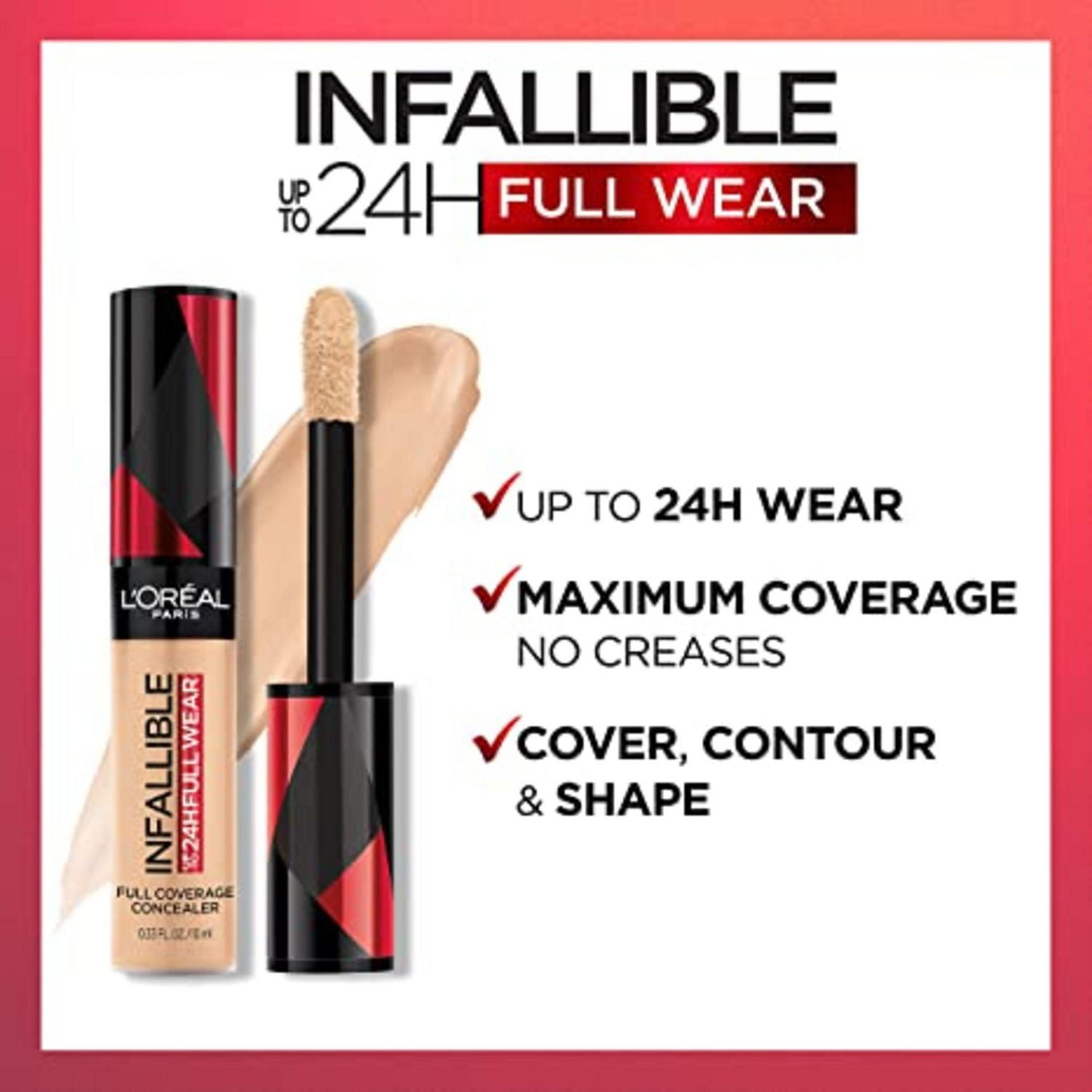 L'Oréal Paris Infallible 24H Full Wear Concealer, Full Coverage Concealer 