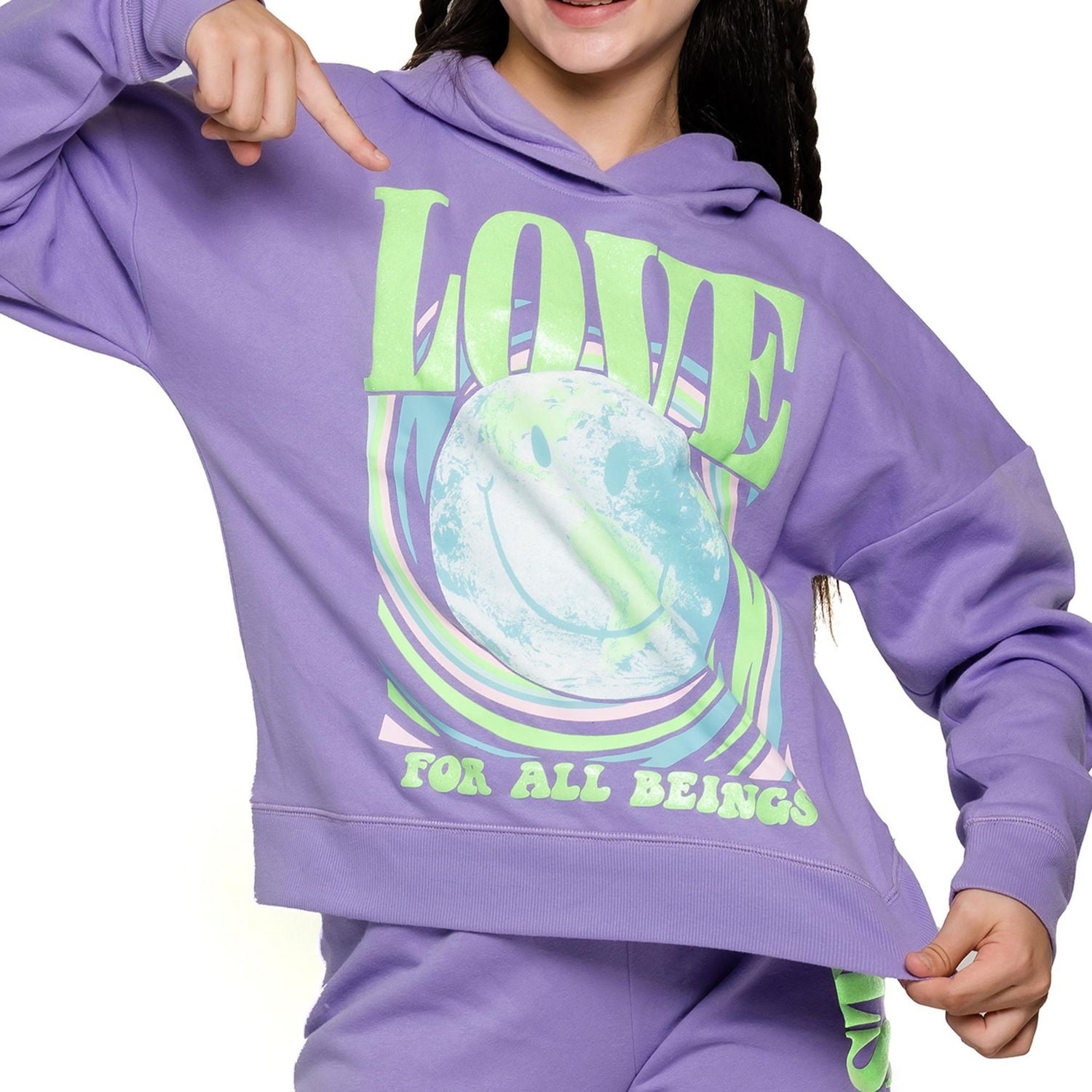 Justice Girls Smiley Swirl Long Sleeve Hoodie