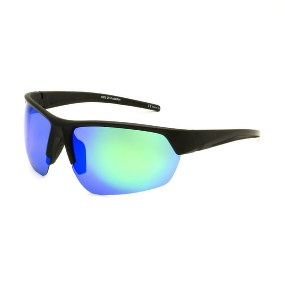 Athletic Works Matte Black With Green Revo Polarized Lens Sunglasses