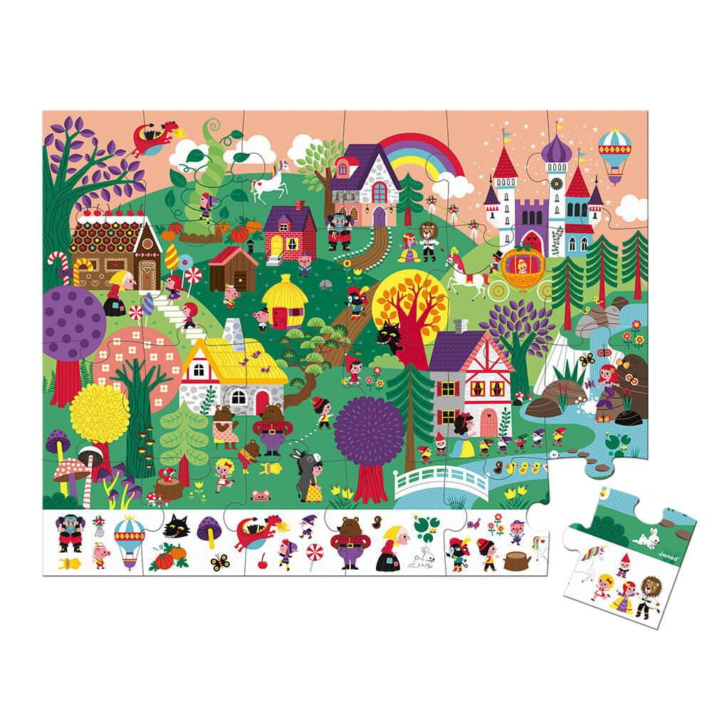 Janod • Jigsaw Puzzle Observation The Tales 3 to 5 Years • 24 Pieces • Cardboard Puzzle • Educational Toys Gift for Boys and Girls • J02661
