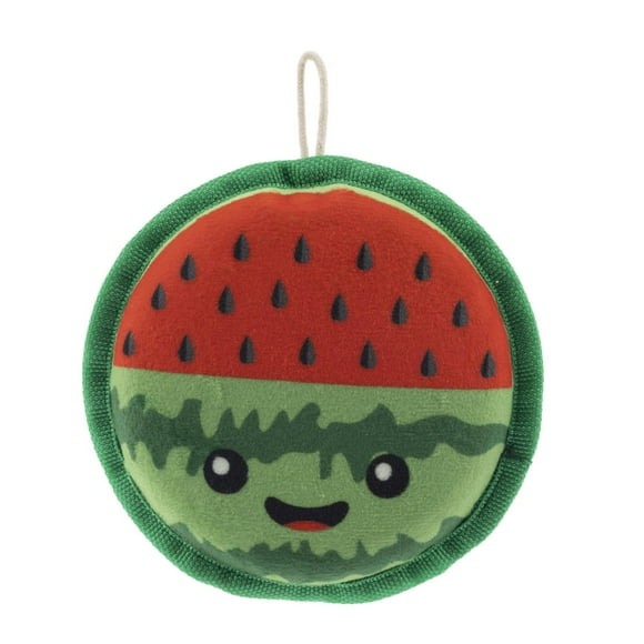 Only The Best For My Dog ®​ 5.5-inch Flat Plush Disc Squeaky Foodie Dog Toy, Watermelon