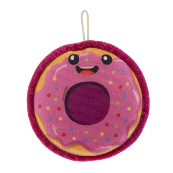 Only The Best For My Dog ® 5.5-inch Flat Plush Disc Squeaky Foodie Dog Toy, Donut
