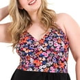 thumbnail image 4 of Krista Plus Women's Crossover V neck One Piece Swim Dress with Two-way Adjustable straps, 4 of 8