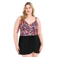 thumbnail image 1 of Krista Plus Women's Crossover V neck One Piece Swim Dress with Two-way Adjustable straps, 1 of 8