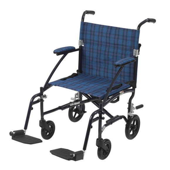Drive Medical Fly Lite Aluminium Ultra Lightweight Transport Blue Wheelchair
