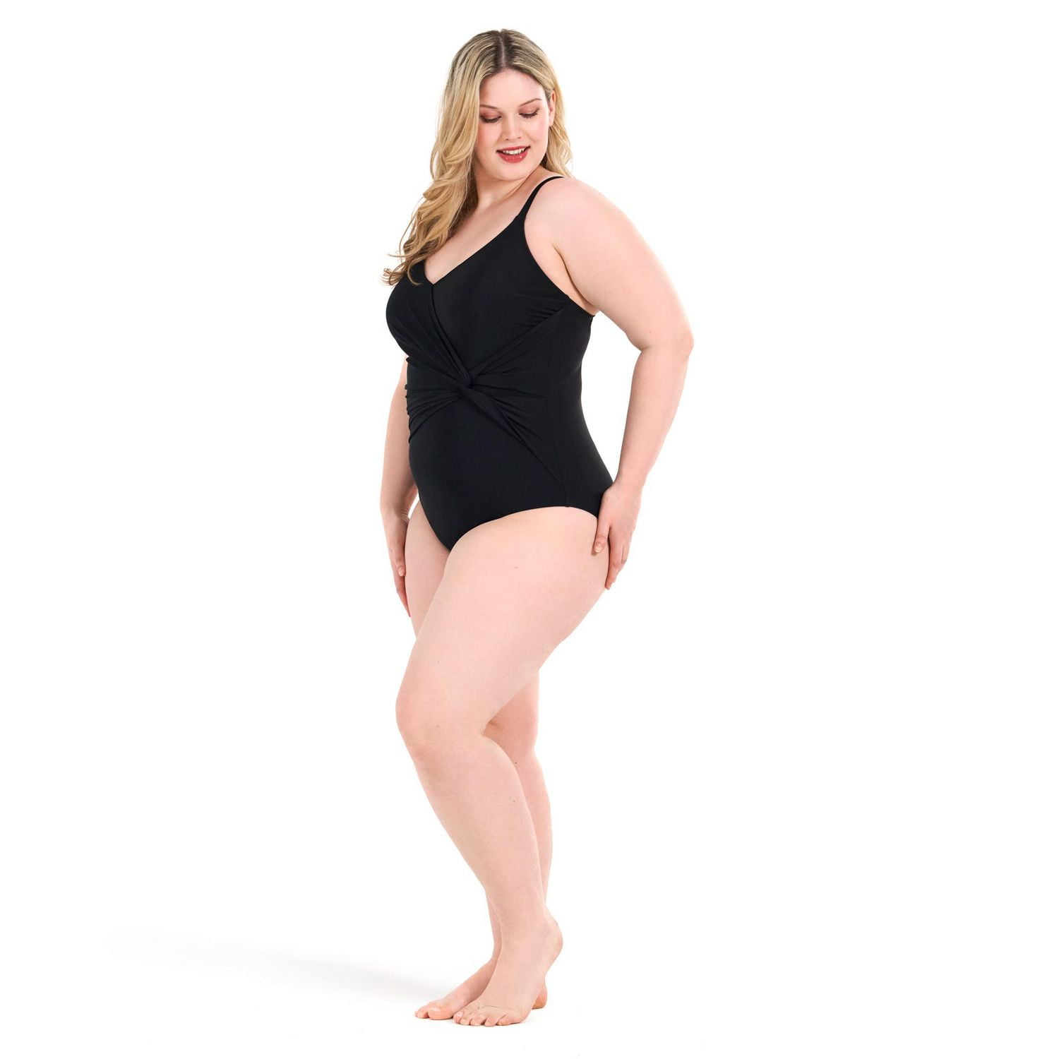 Krista Plus Women's Asymmetrical Twist Front One Piece Swimsuit