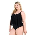 thumbnail image 2 of Krista Plus Women's Scoop Neck Mesh Tiered One Piece Swimsuit, 2 of 8