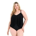 thumbnail image 1 of Krista Plus Women's Scoop Neck Mesh Tiered One Piece Swimsuit, 1 of 8