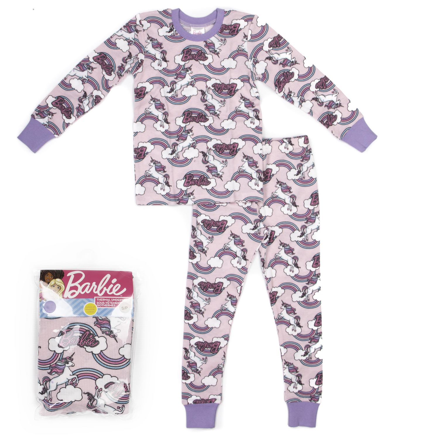 Barbie Girl's 2-Piece Long Sleeve Thermal Pyjama Set | Walmart Canada