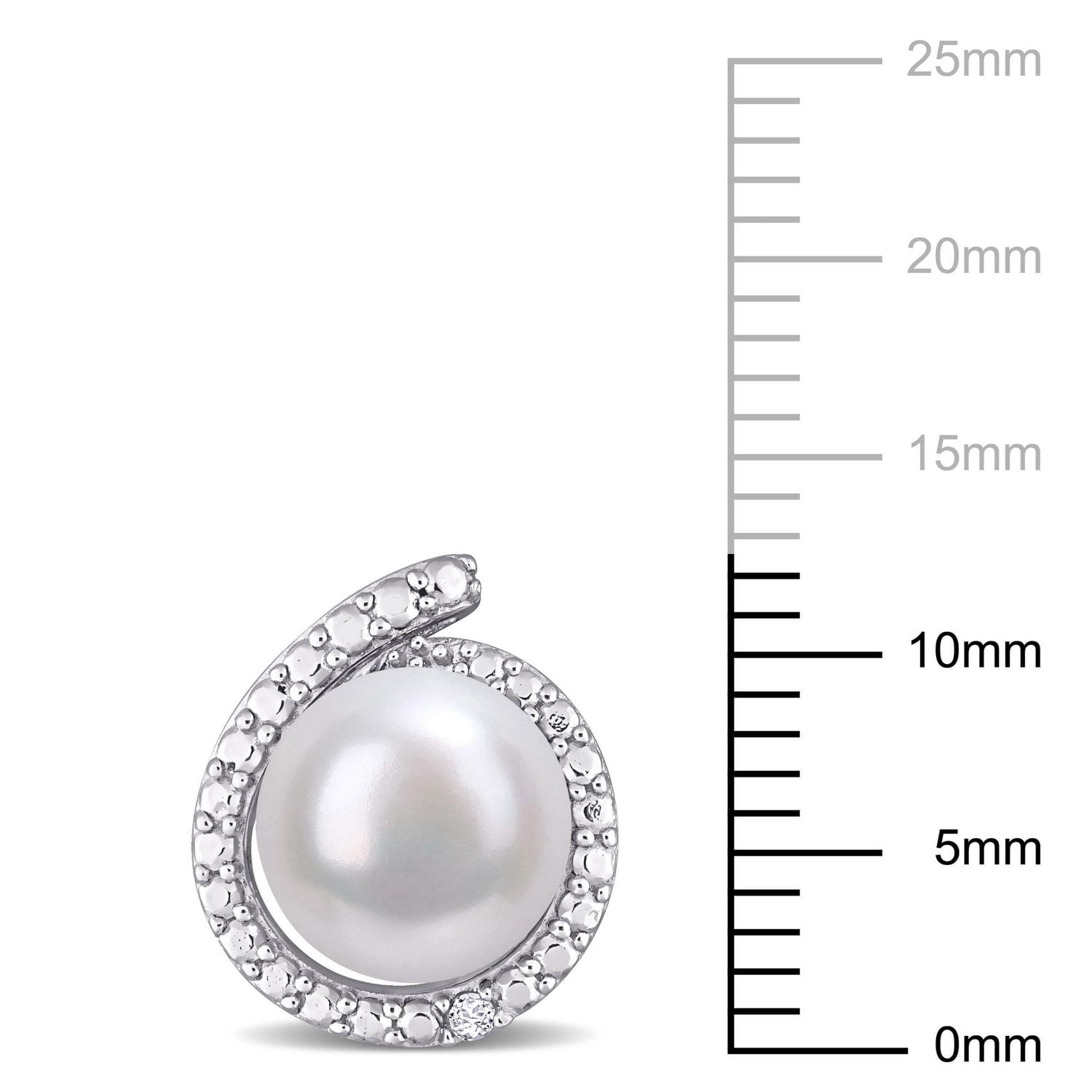 Miabella Freshwater Cultured Pearl and Diamond Accent Sterling Silver Halo Stud Earrings