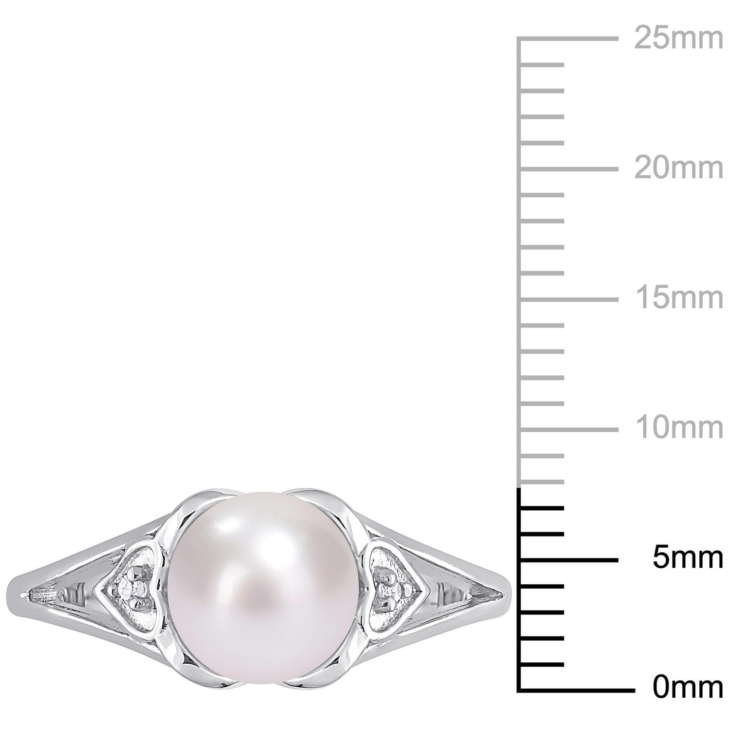Bague en forme de coeur Miabella avec perle d’eau douce cultivée et accents de diamants en argent sterling