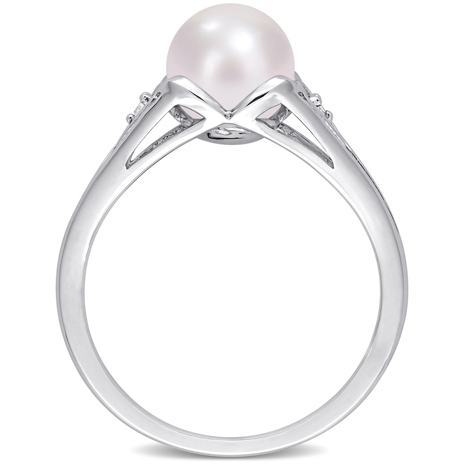 Bague en forme de coeur Miabella avec perle d’eau douce cultivée et accents de diamants en argent sterling