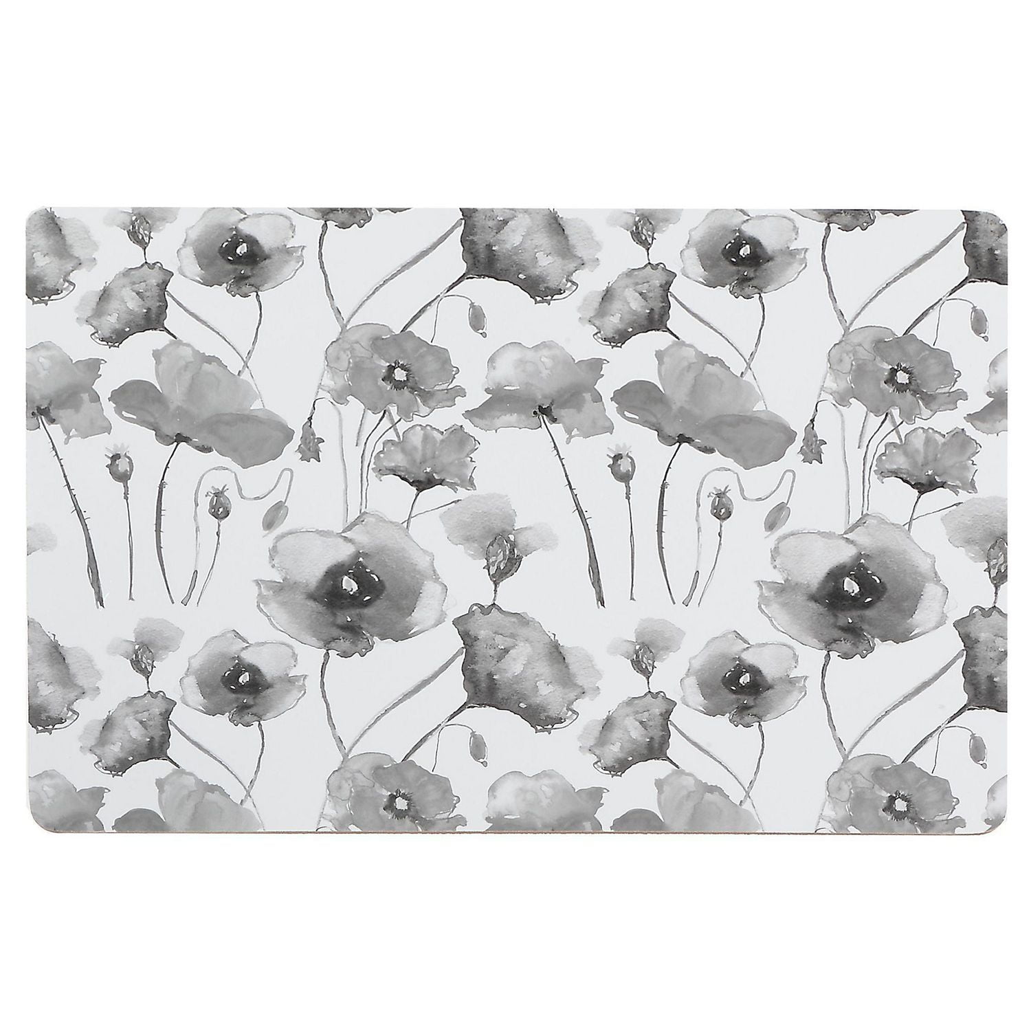 Rect. Hard Cork Backing Placemat (Black Floral) Walmart Canada