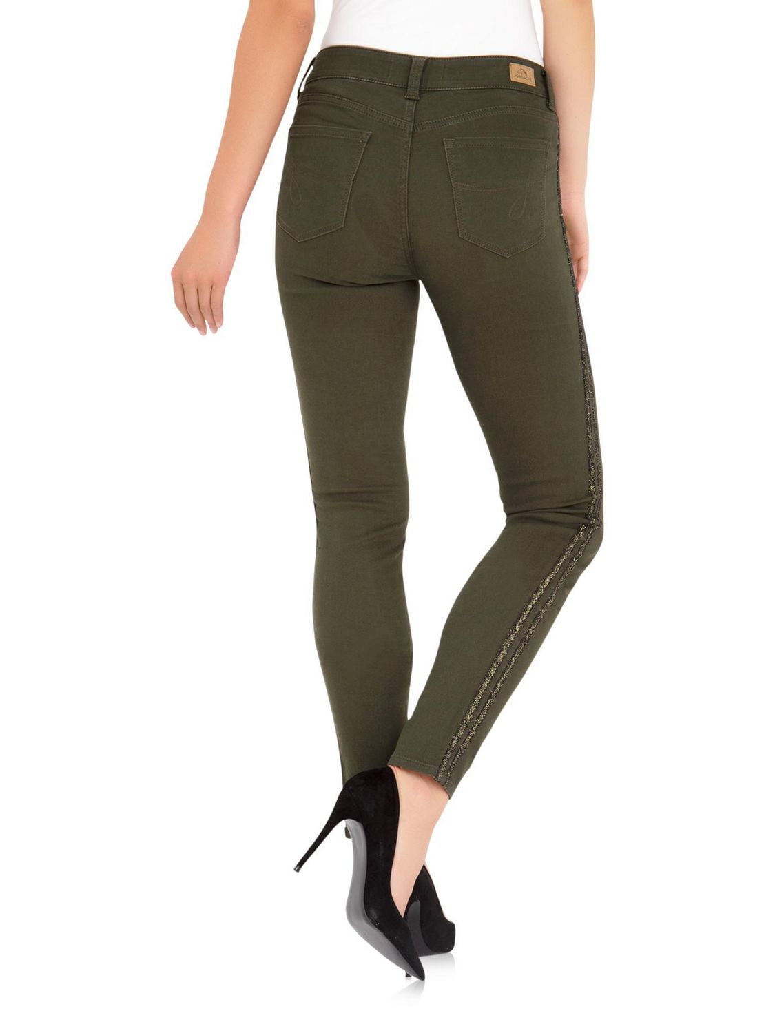 Jordache Women's Mid Rise Skinny With Side Lurex Taping