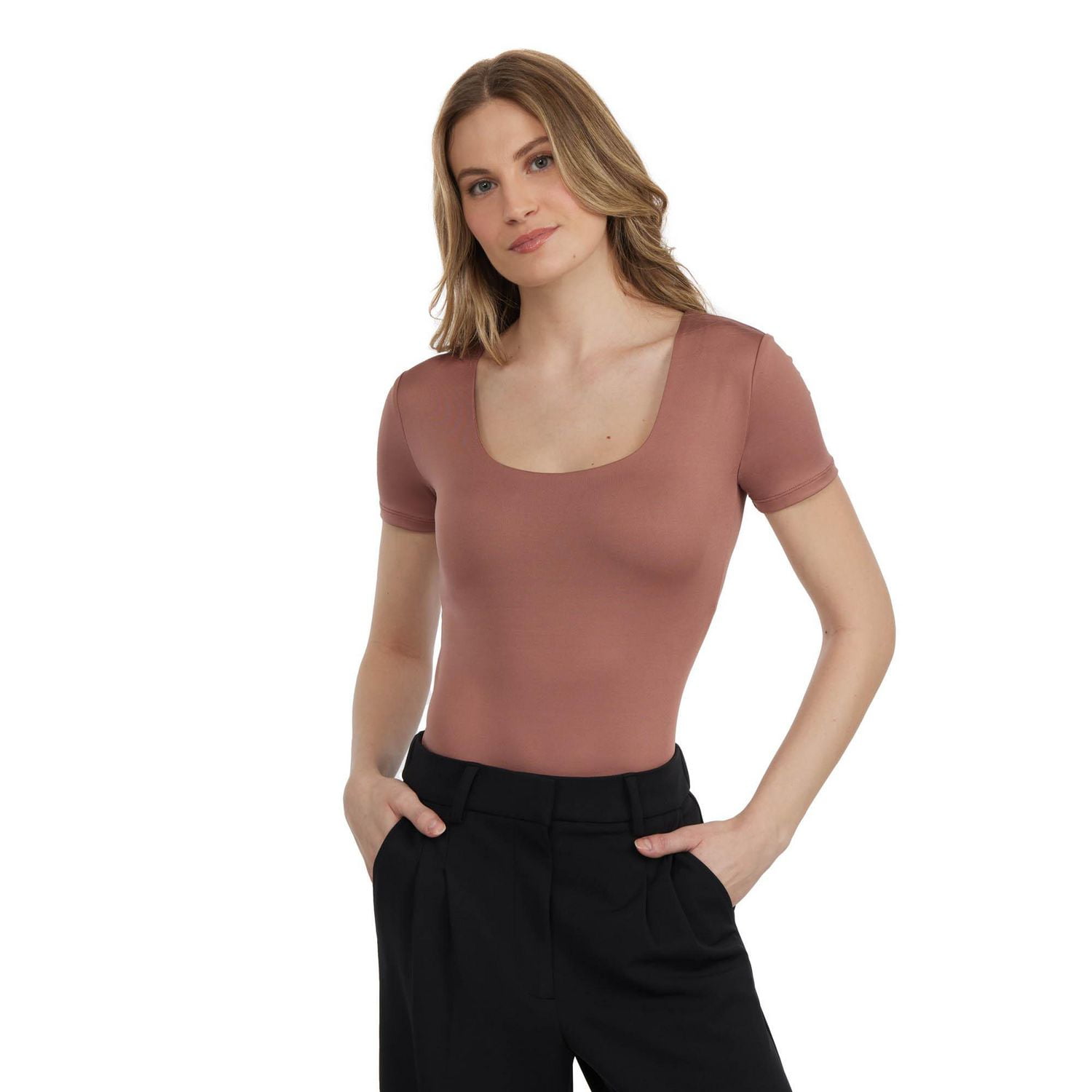 Mexx justaucorps en tricot à col carré, manches courtes pour femmes S-XL