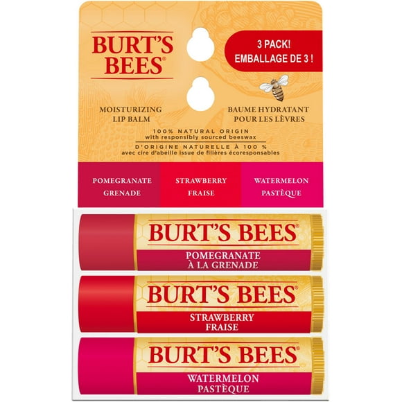 Burt's Bees 100% Natural Origin Moisturizing Lip Balm, Superfruit Mix 3pk, Burt's Bees Lip Balm, Super Fruit 3 Pack, helps lips feel their best with the natural powers of beeswax and fruit extracts.