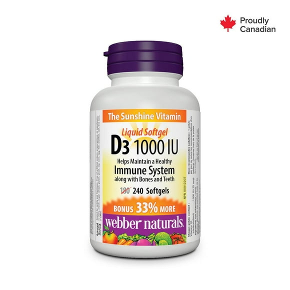 Webber Naturals Vitamine D3 1000&nbsp;IU 240 gélules