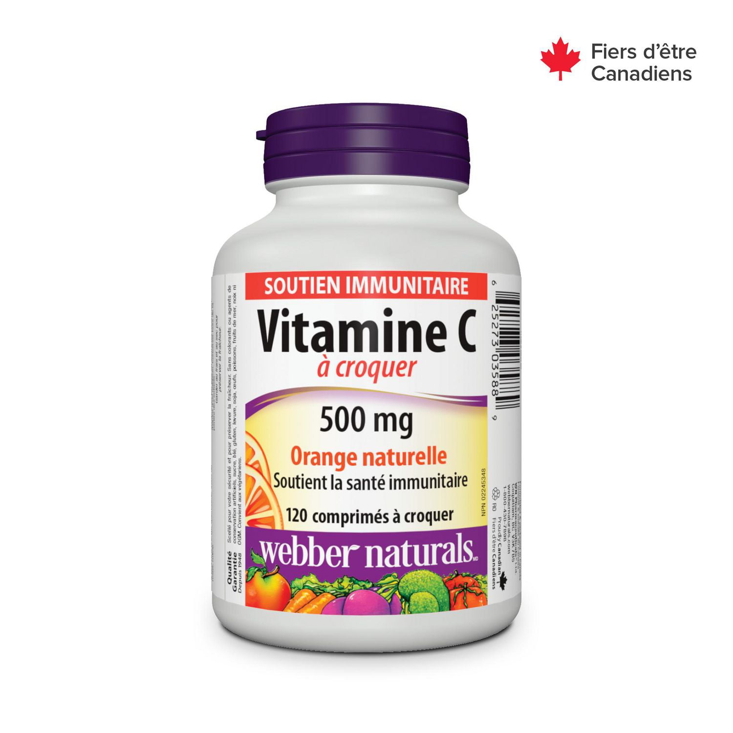 Webber Naturals® Vitamin C  Chewable, Natural Orange, 500 mg, 120 Chewable Tablets