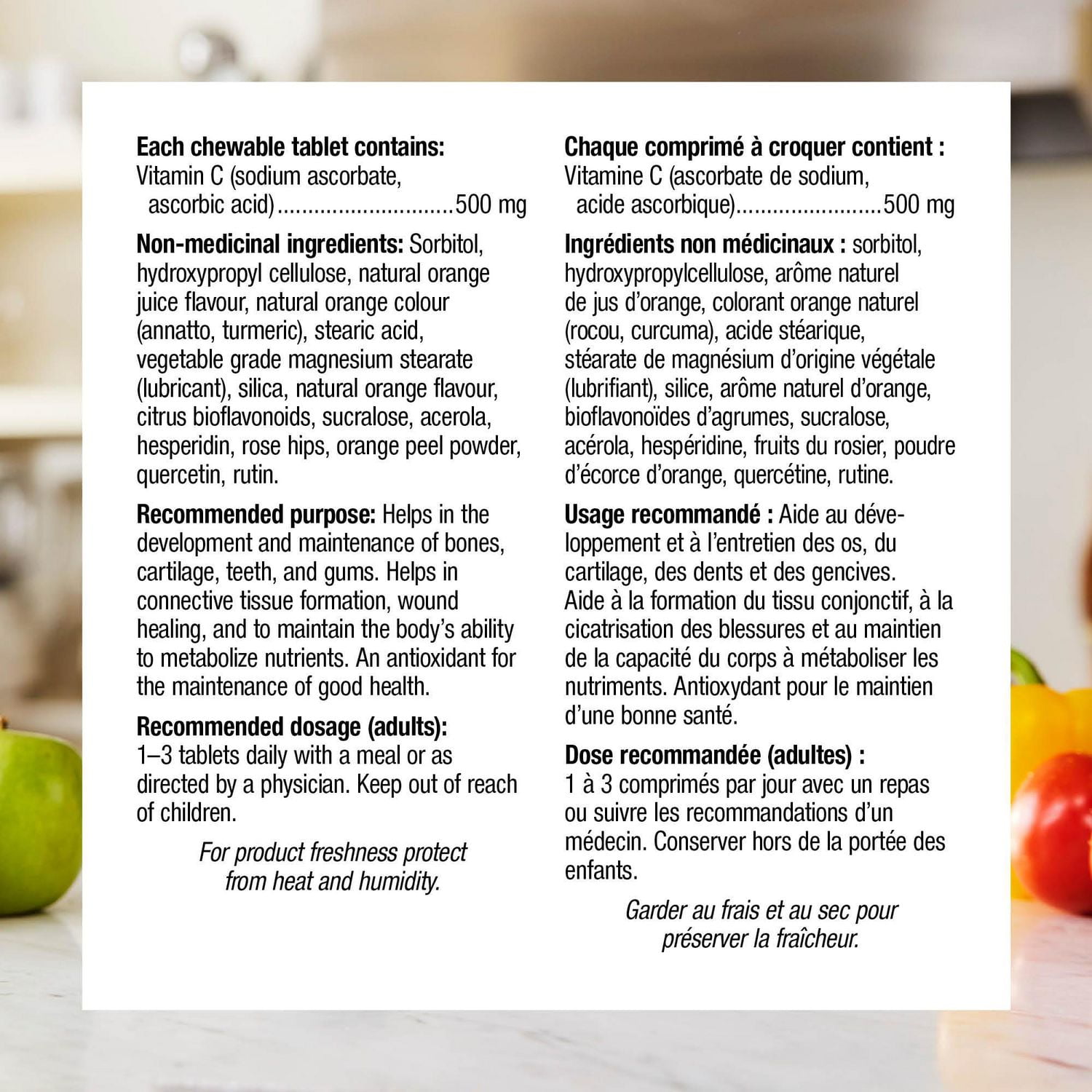 Webber Naturals® Vitamin C  Chewable, Natural Orange, 500 mg, 120 Chewable Tablets